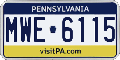 PA license plate MWE6115