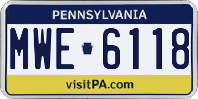PA license plate MWE6118