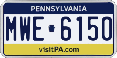 PA license plate MWE6150