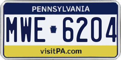 PA license plate MWE6204
