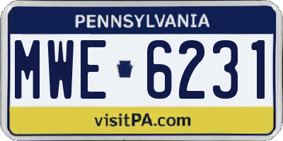 PA license plate MWE6231