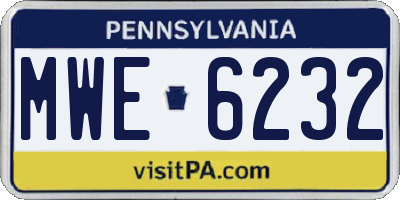 PA license plate MWE6232