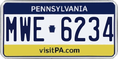 PA license plate MWE6234