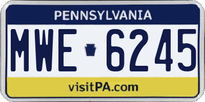 PA license plate MWE6245