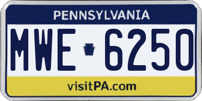 PA license plate MWE6250