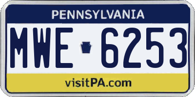 PA license plate MWE6253