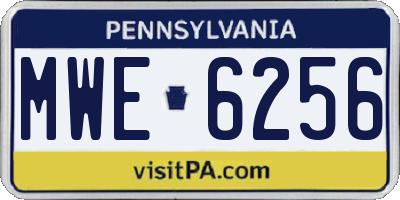 PA license plate MWE6256