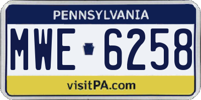 PA license plate MWE6258