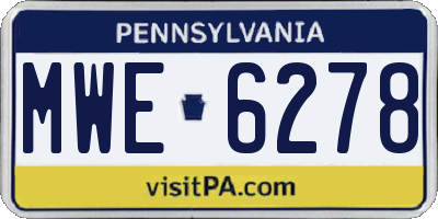 PA license plate MWE6278