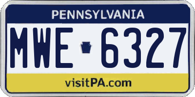 PA license plate MWE6327