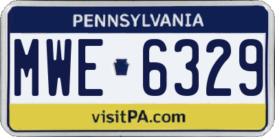 PA license plate MWE6329
