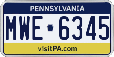 PA license plate MWE6345