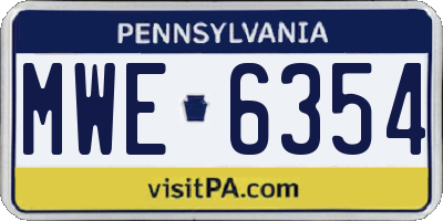 PA license plate MWE6354