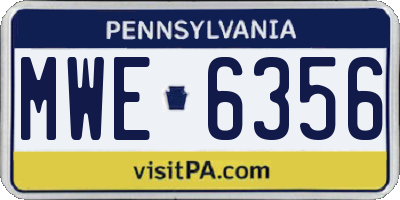 PA license plate MWE6356