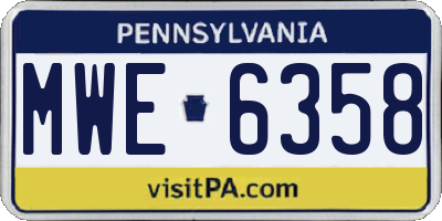 PA license plate MWE6358