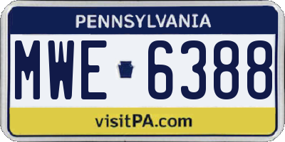 PA license plate MWE6388