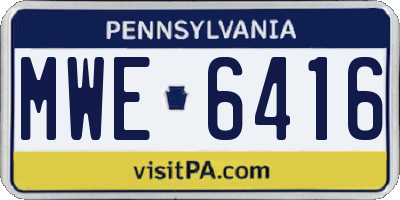 PA license plate MWE6416