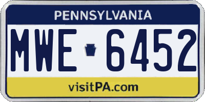 PA license plate MWE6452