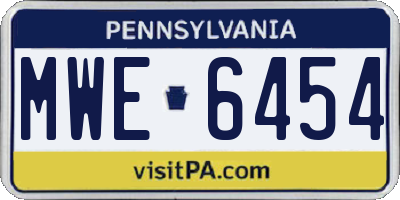 PA license plate MWE6454