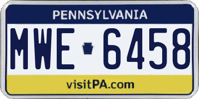 PA license plate MWE6458
