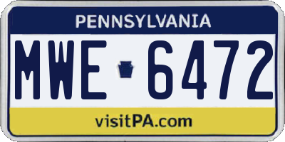 PA license plate MWE6472
