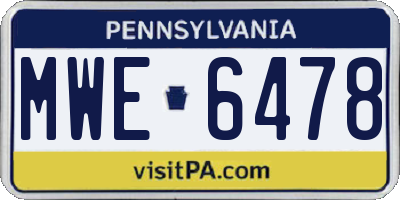 PA license plate MWE6478