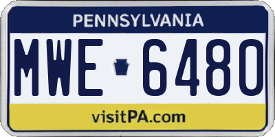 PA license plate MWE6480