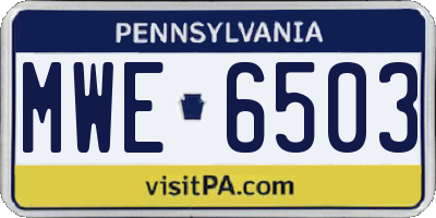 PA license plate MWE6503