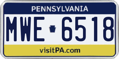 PA license plate MWE6518
