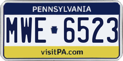 PA license plate MWE6523