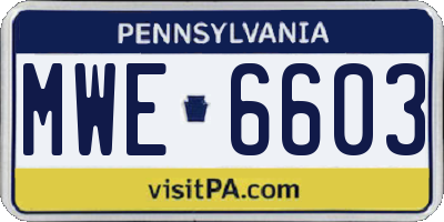 PA license plate MWE6603