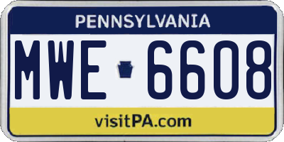PA license plate MWE6608