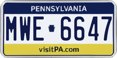 PA license plate MWE6647