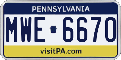 PA license plate MWE6670