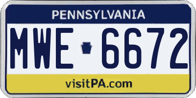 PA license plate MWE6672