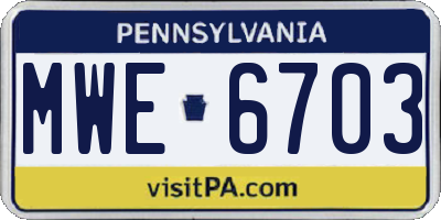 PA license plate MWE6703