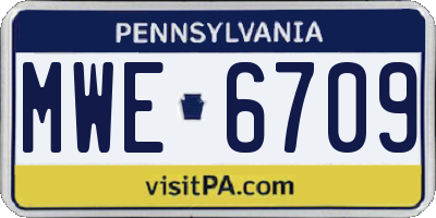 PA license plate MWE6709