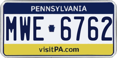 PA license plate MWE6762