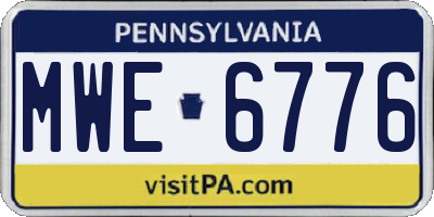 PA license plate MWE6776