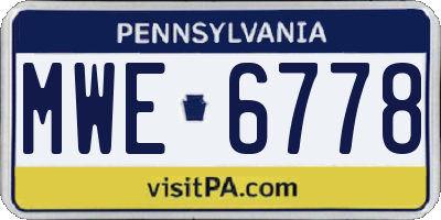PA license plate MWE6778