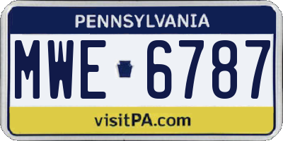 PA license plate MWE6787