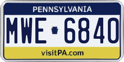 PA license plate MWE6840