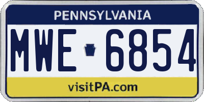PA license plate MWE6854