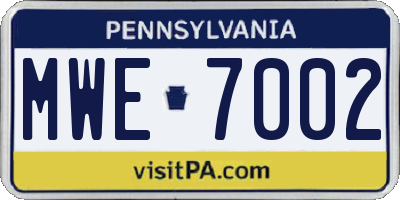 PA license plate MWE7002