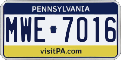 PA license plate MWE7016