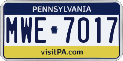 PA license plate MWE7017
