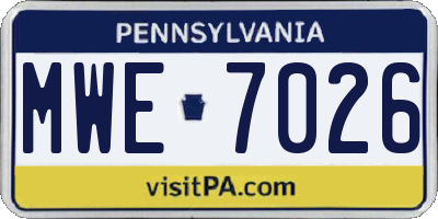PA license plate MWE7026