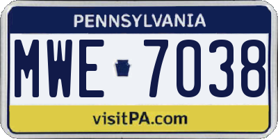 PA license plate MWE7038