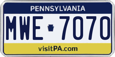PA license plate MWE7070