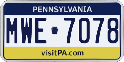 PA license plate MWE7078